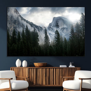 Yosemite National Park El Capitan Foggy Mountain Wall Art |