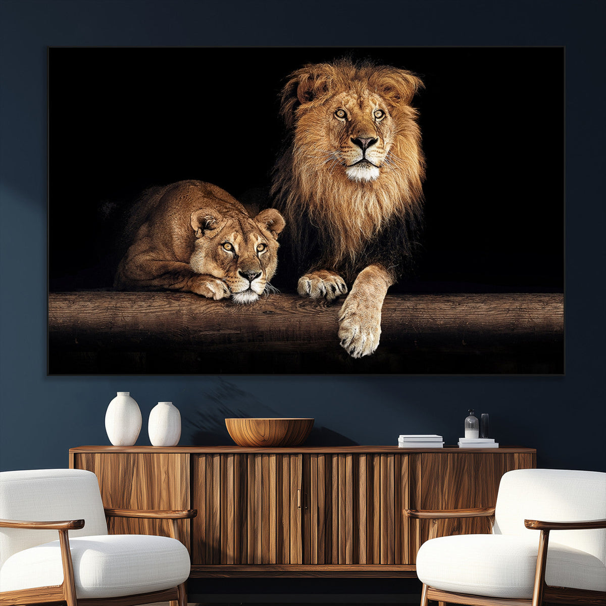 Lion Canvas Wall Art – Majestic Animal Print Artwork for