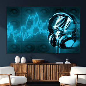 Music and Microphone Wall Art Canvas Print