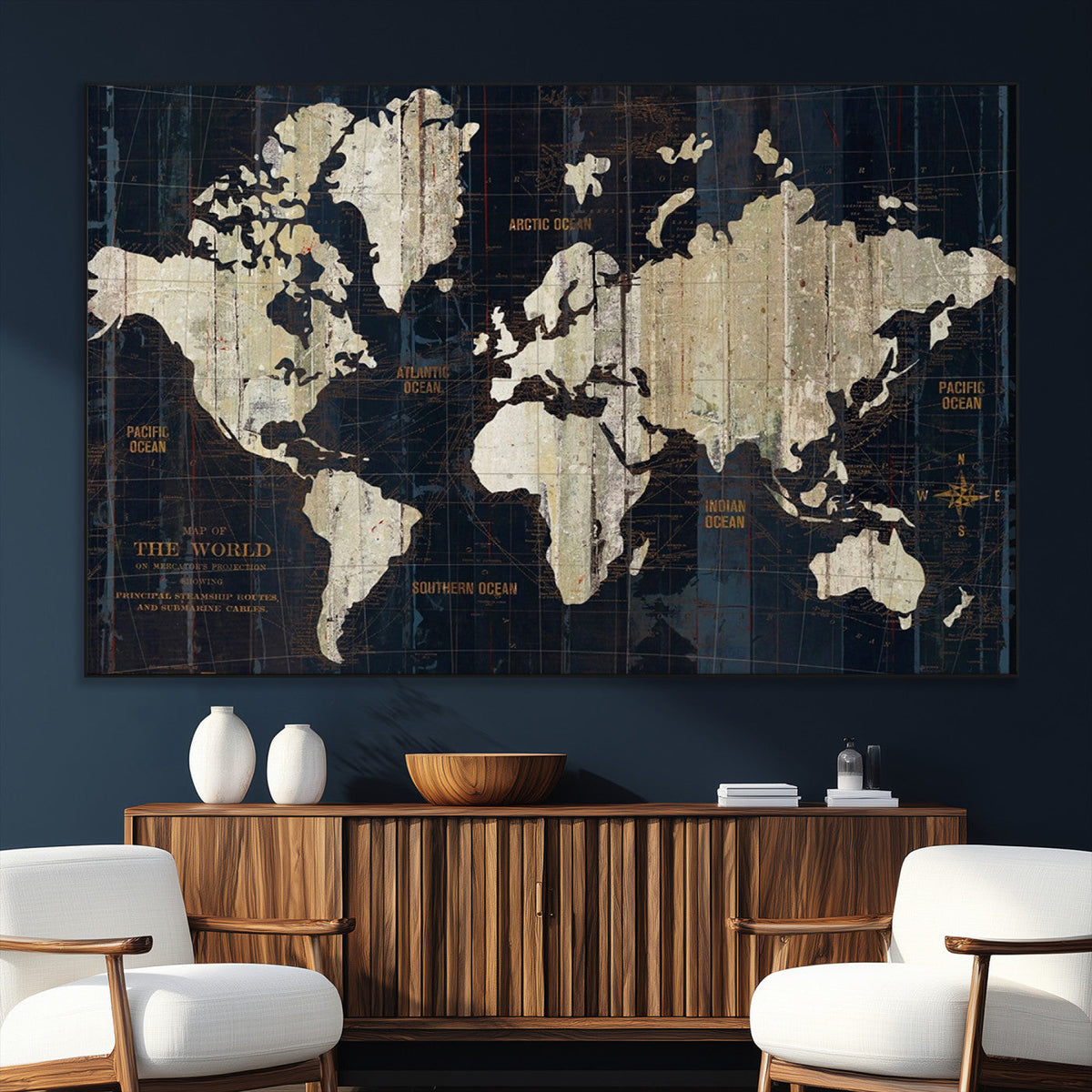 World Map Canvas Print – Detailed Map of the World Wall Art