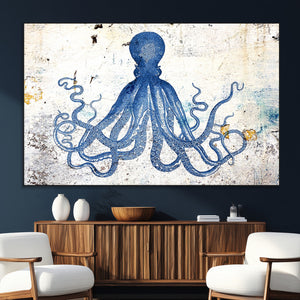 Octopus Canvas Wall Art | Coastal Marine Life Artwork for