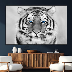 Black and White Tiger Wall Art Animal Canvas Print