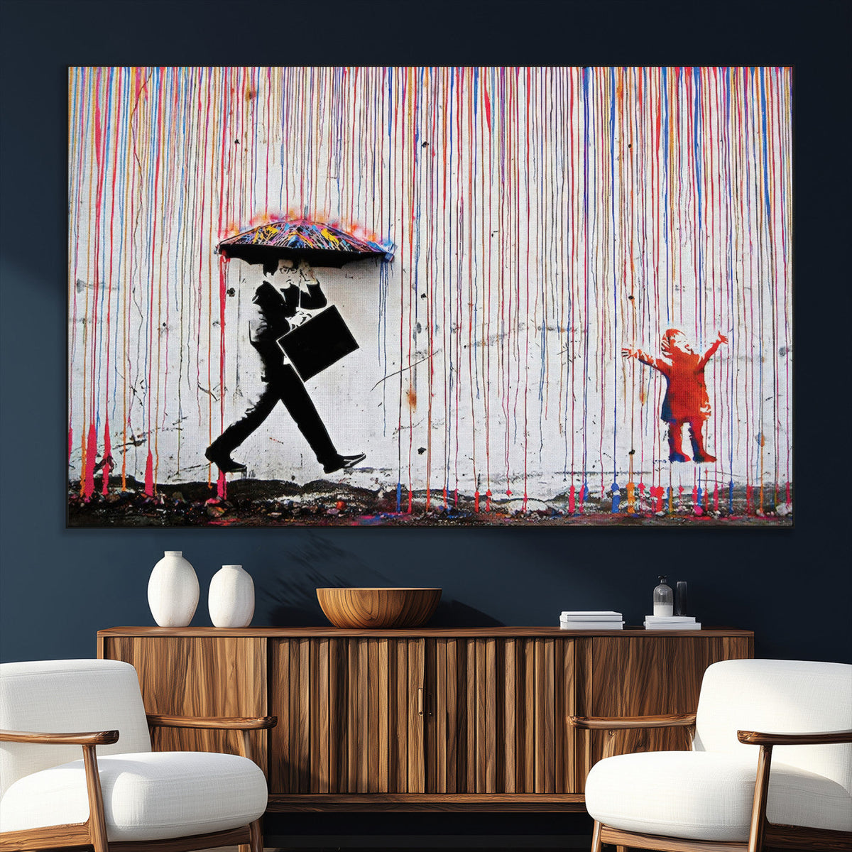 Banksy Wall Art Canvas Print, Framed Graffiti Art Picture