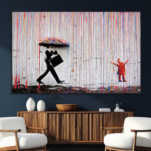 Banksy Wall Art Canvas Print, Framed Graffiti Art Picture