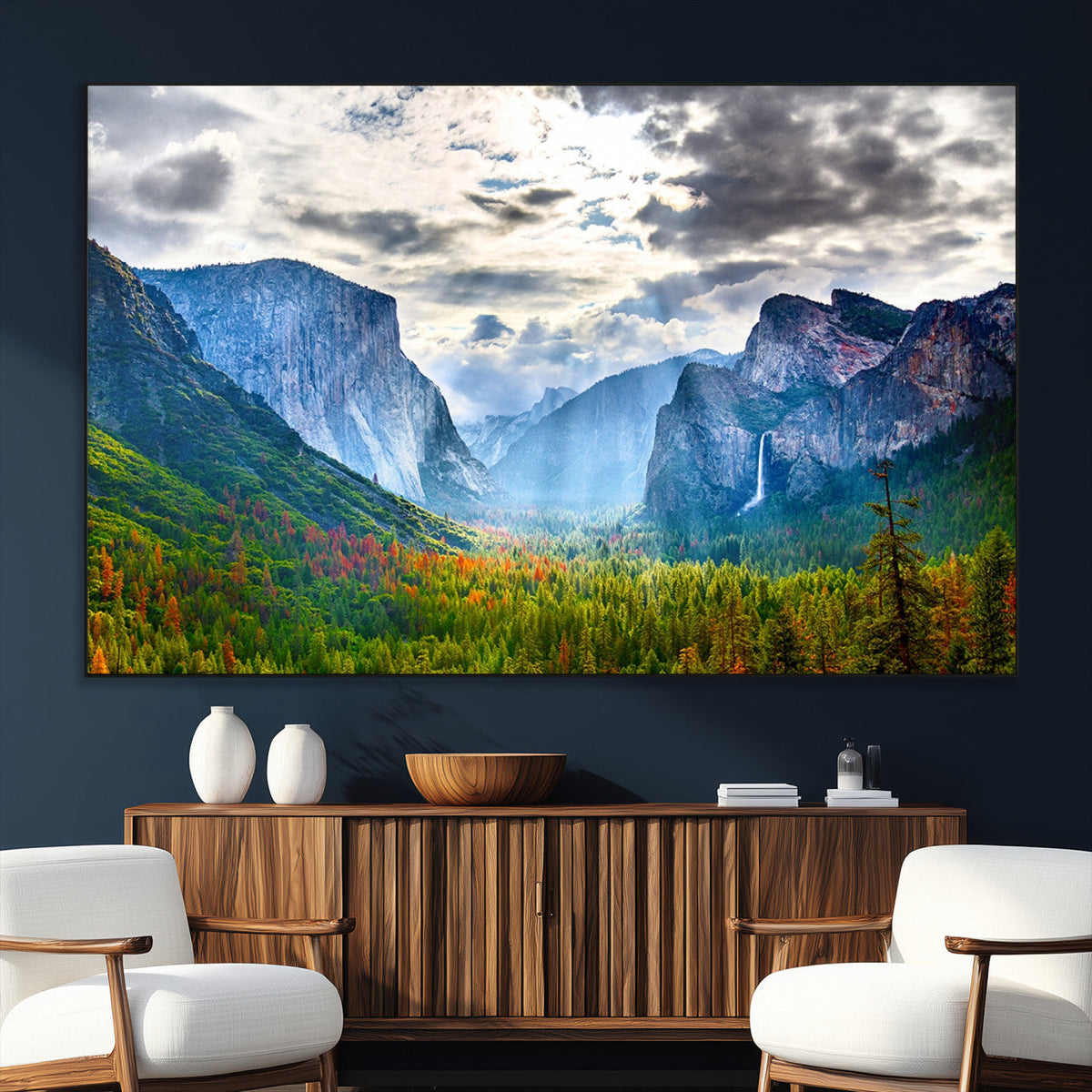 Yosemite Park Half Dome 3 Panel Canvas Print | Large Giclée