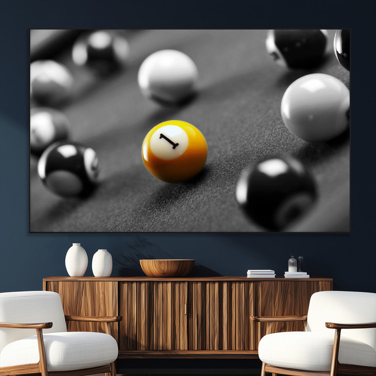 Wall Art Pool Table and Balls Canvas Print