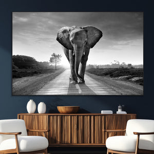 Black and White Elephant Wall Art Canvas Print
