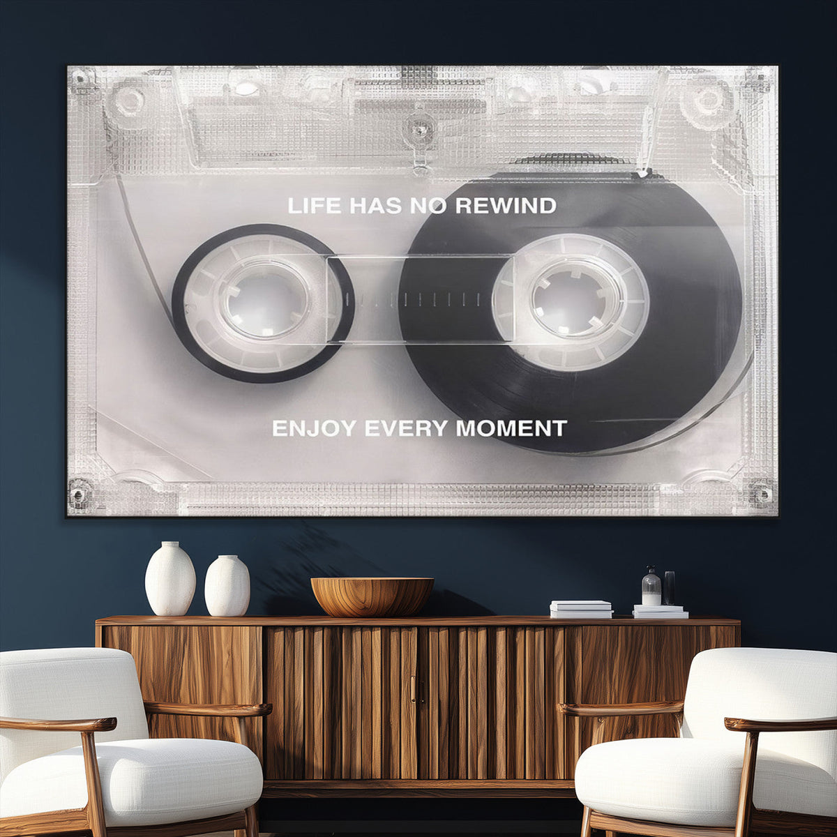 Vintage Cassette Tape Canvas Wall Art - Inspirational 'Life