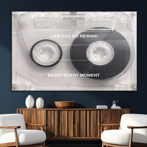 Vintage Cassette Tape Canvas Wall Art - Inspirational 'Life