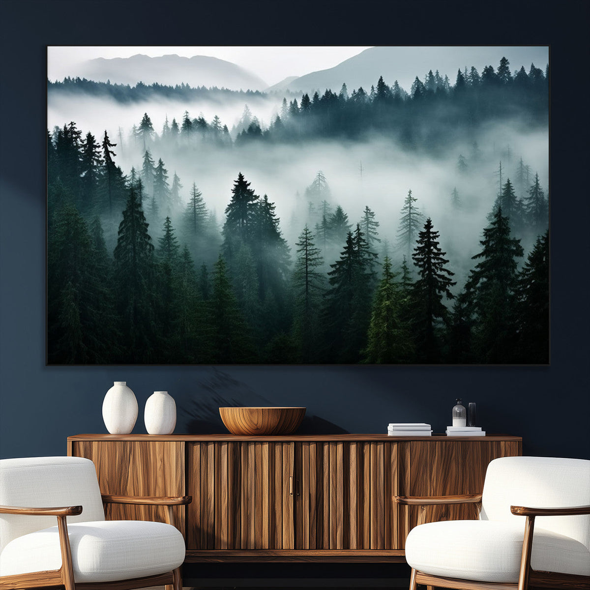 Captivating Misty Forest Wall Art Canvas, Premium Canvas
