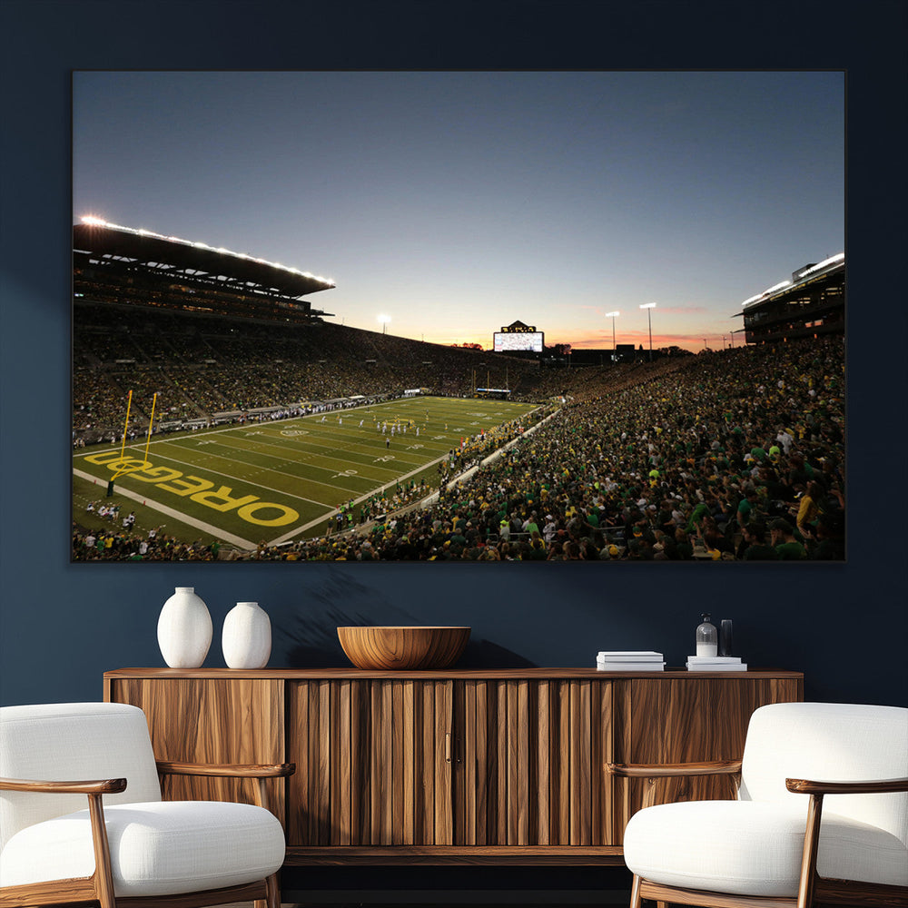 Oregon Ducks Football Team Print - Eugene Autzen Stadium