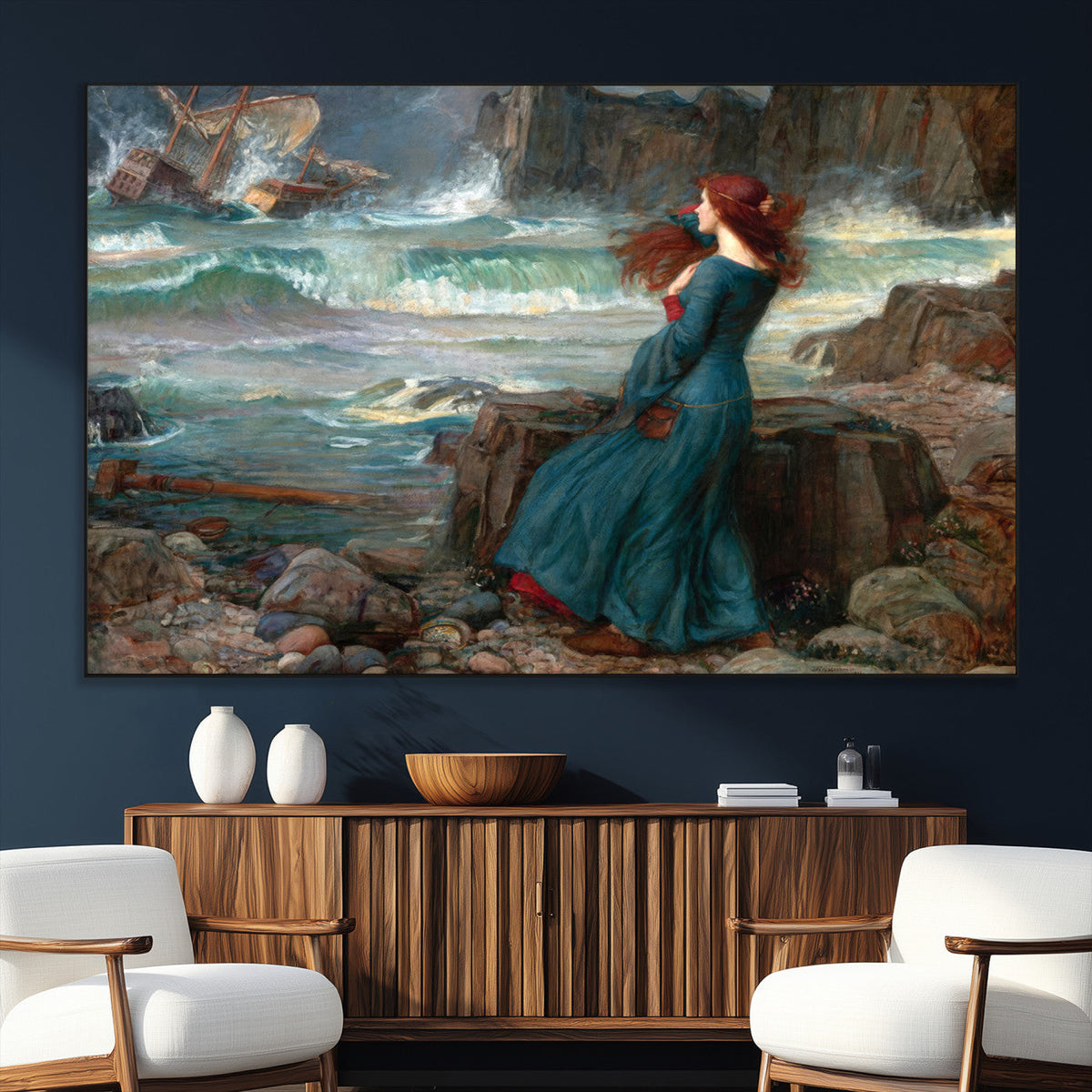 Miranda by the Shore Wall Art Canvas Print – Tempest Scene