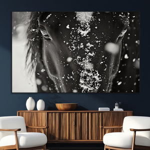 Winter Horse Snow Wall Art Canvas Print
