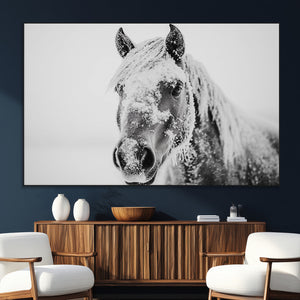 White Horse Wall Art | Ready to Hang and Framed | Winter