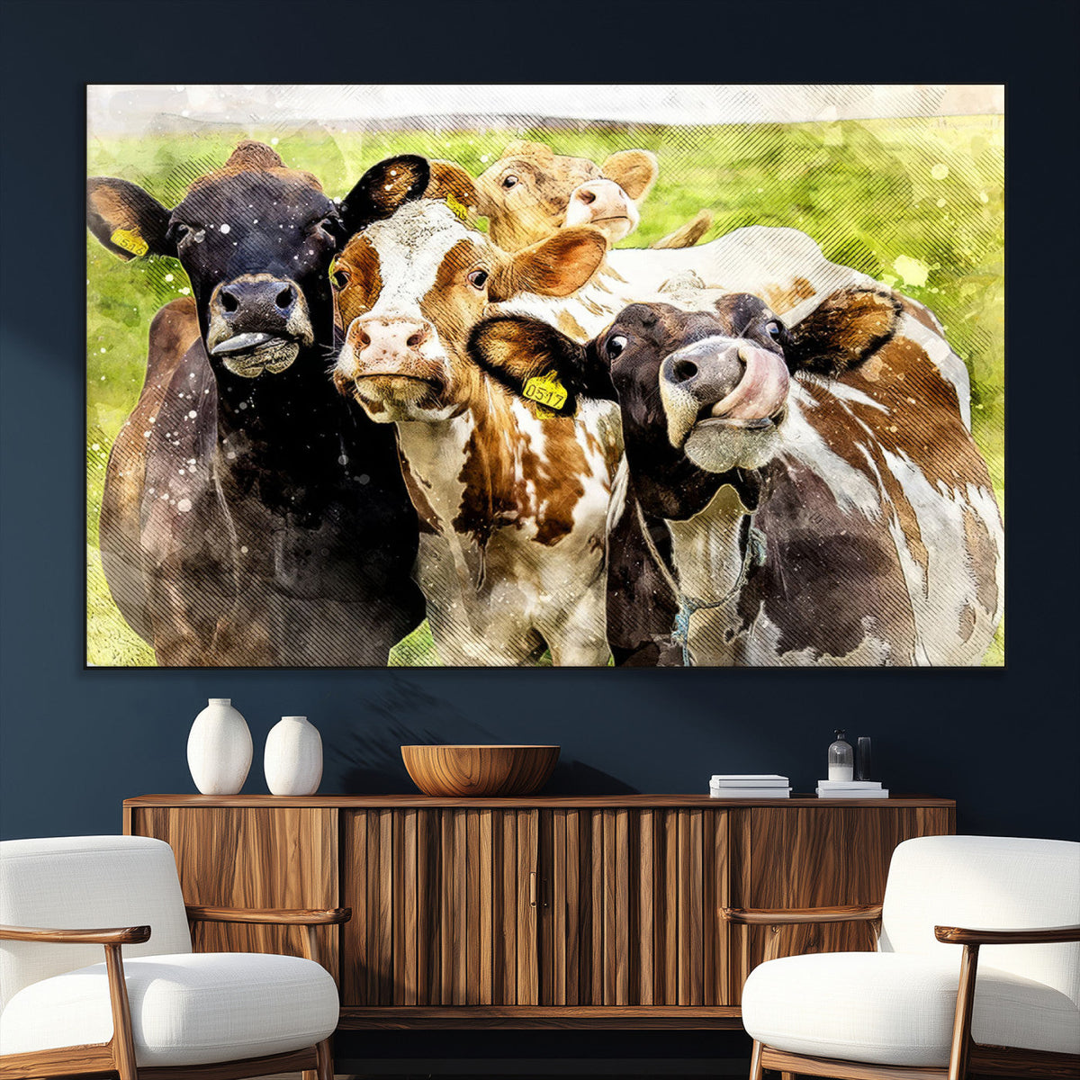 Curious Cows Farmhouse Wall Art | Ready to Hang and Framed