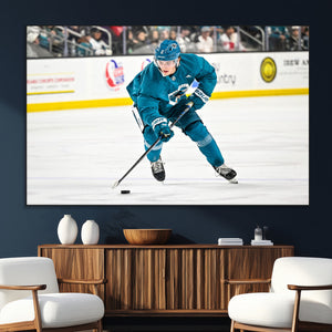 San Jose Sharks Ice Hockey Player Wall Art Canvas Print