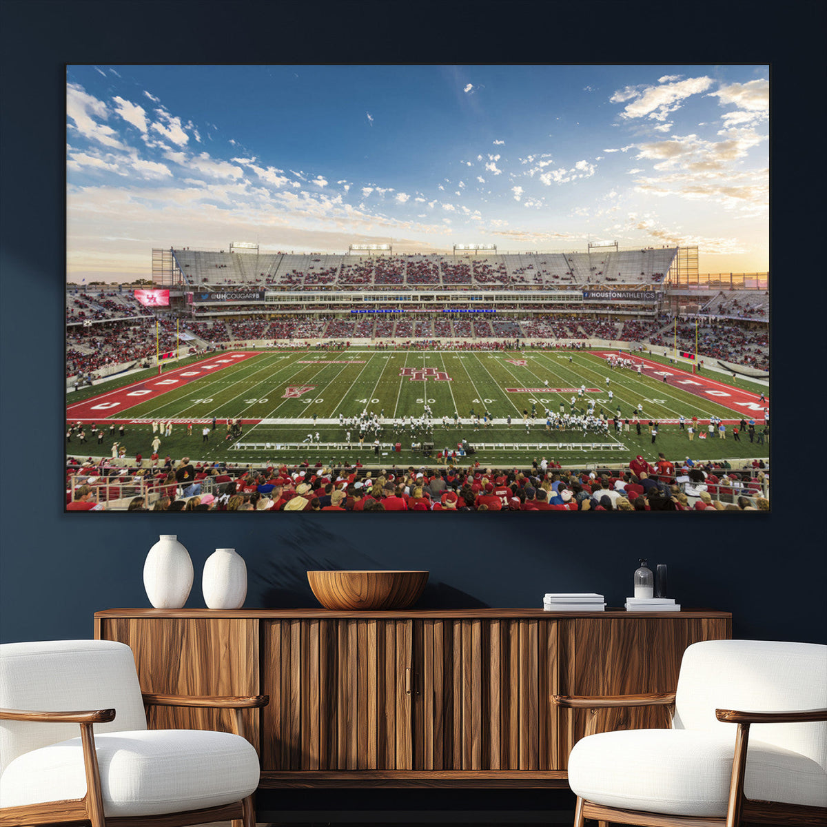 Framed Houston Cougars Football Team Print - Houston TDECU
