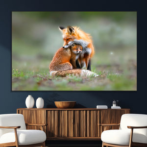 Heartwarming Fox and Baby Cub Wall Art | Ready to Hang