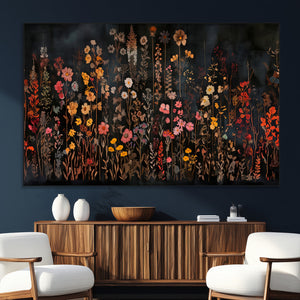 Large Floral Painting Print Illustration Flowers Canvas Wall