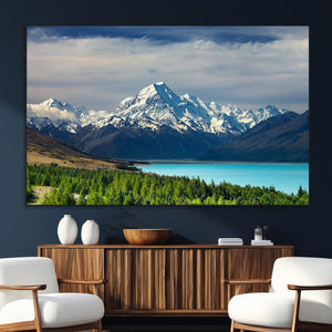 Mount Cook and Lake Pukaki Canvas Wall Art Print – Majestic