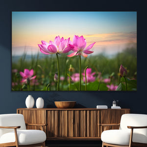 Pink Flower on the Mountain Canvas Print, Framed Pink Flower