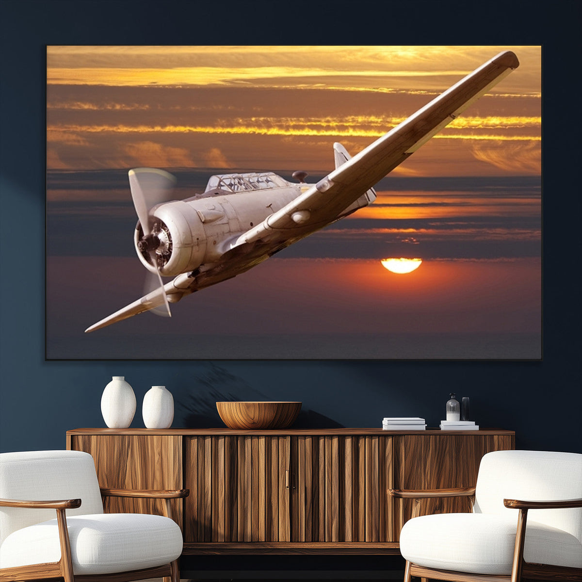 Old War Plane Wall Art Canvas Print