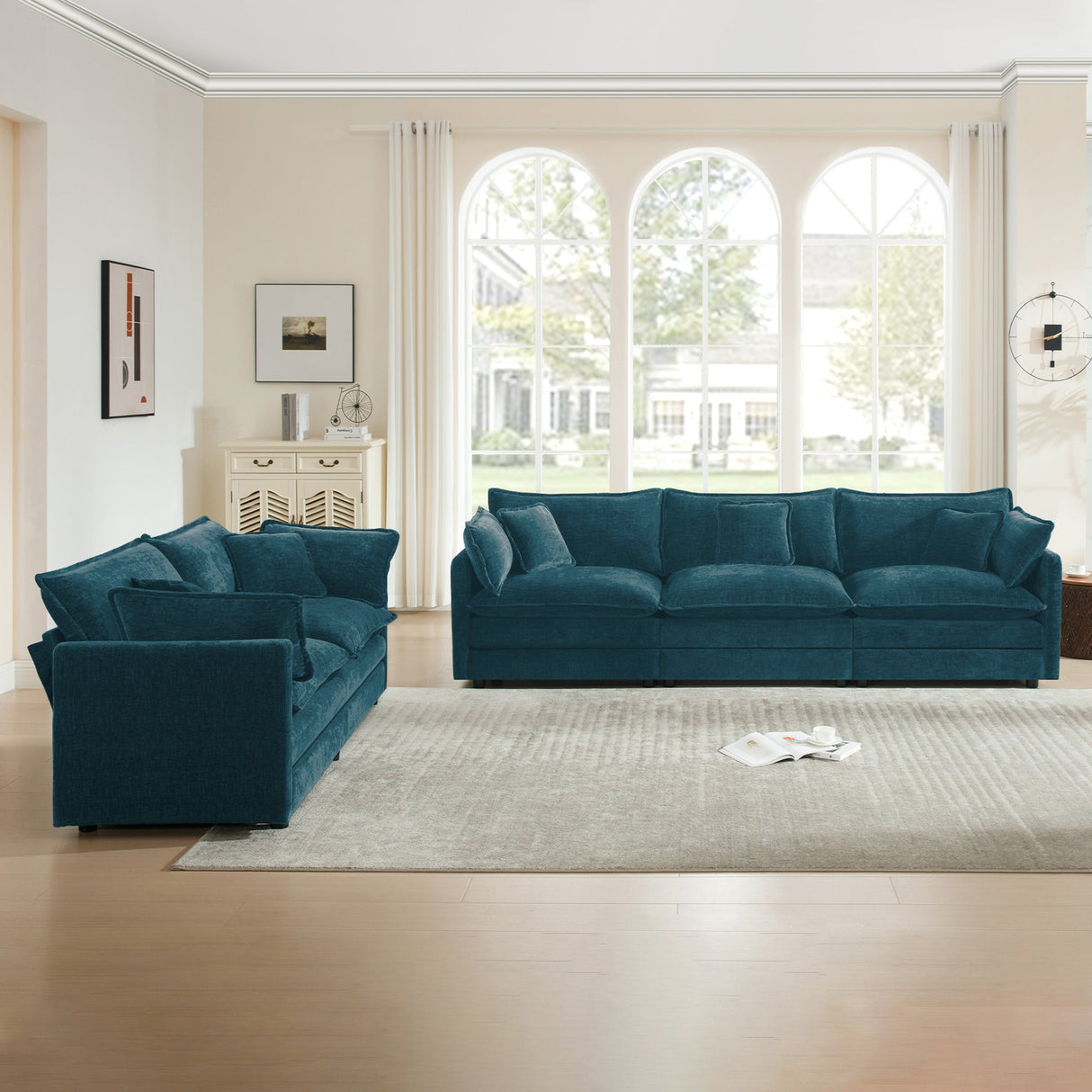 Chenille Sofa Set of 2: 2 & 3 Seater Couch