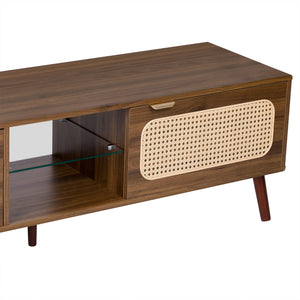 78" TV Stand With Ample Storage And Open Shelving - Walnut