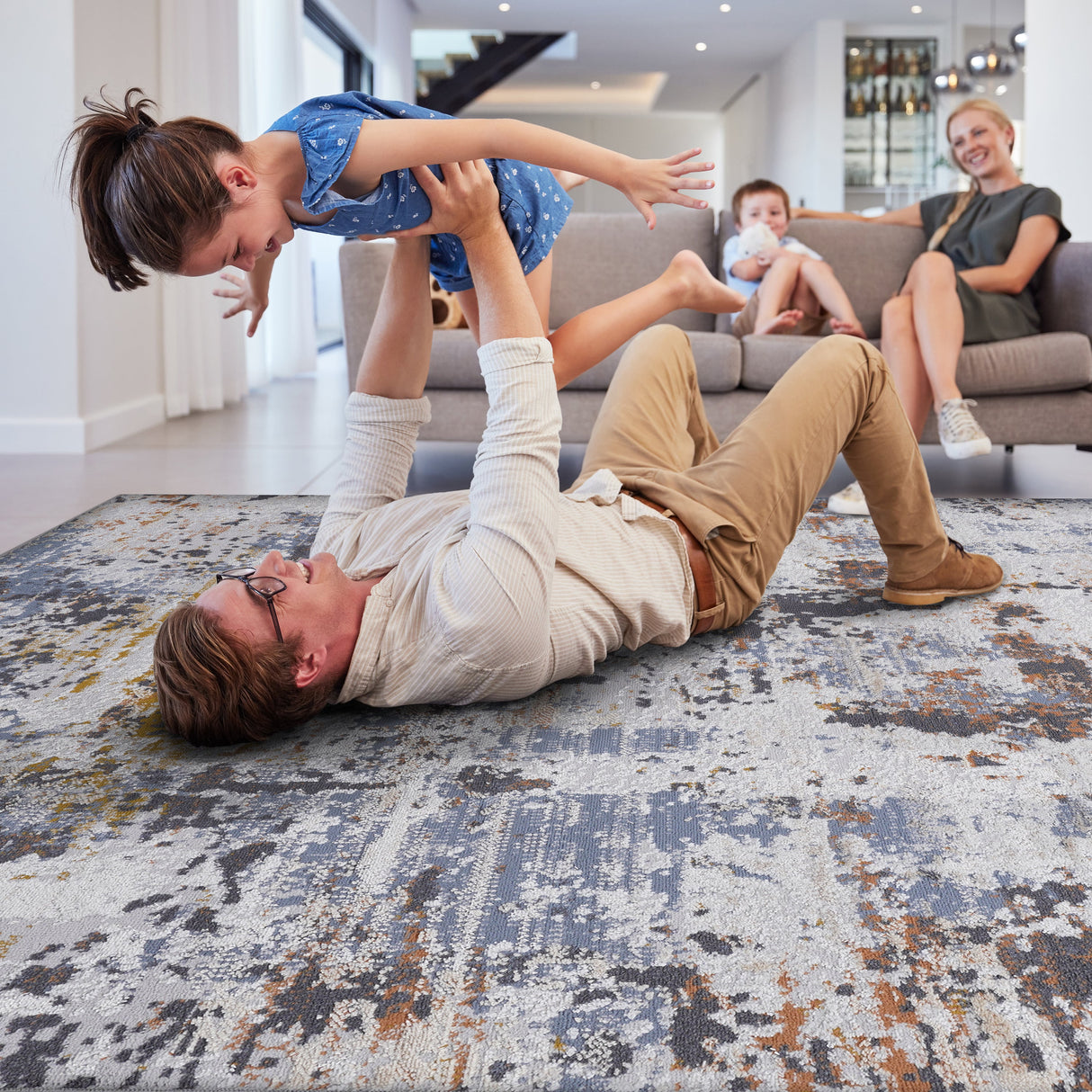 NAAR MARFI Collection Abstract Non-Shedding and Stain Resistant Area Rug