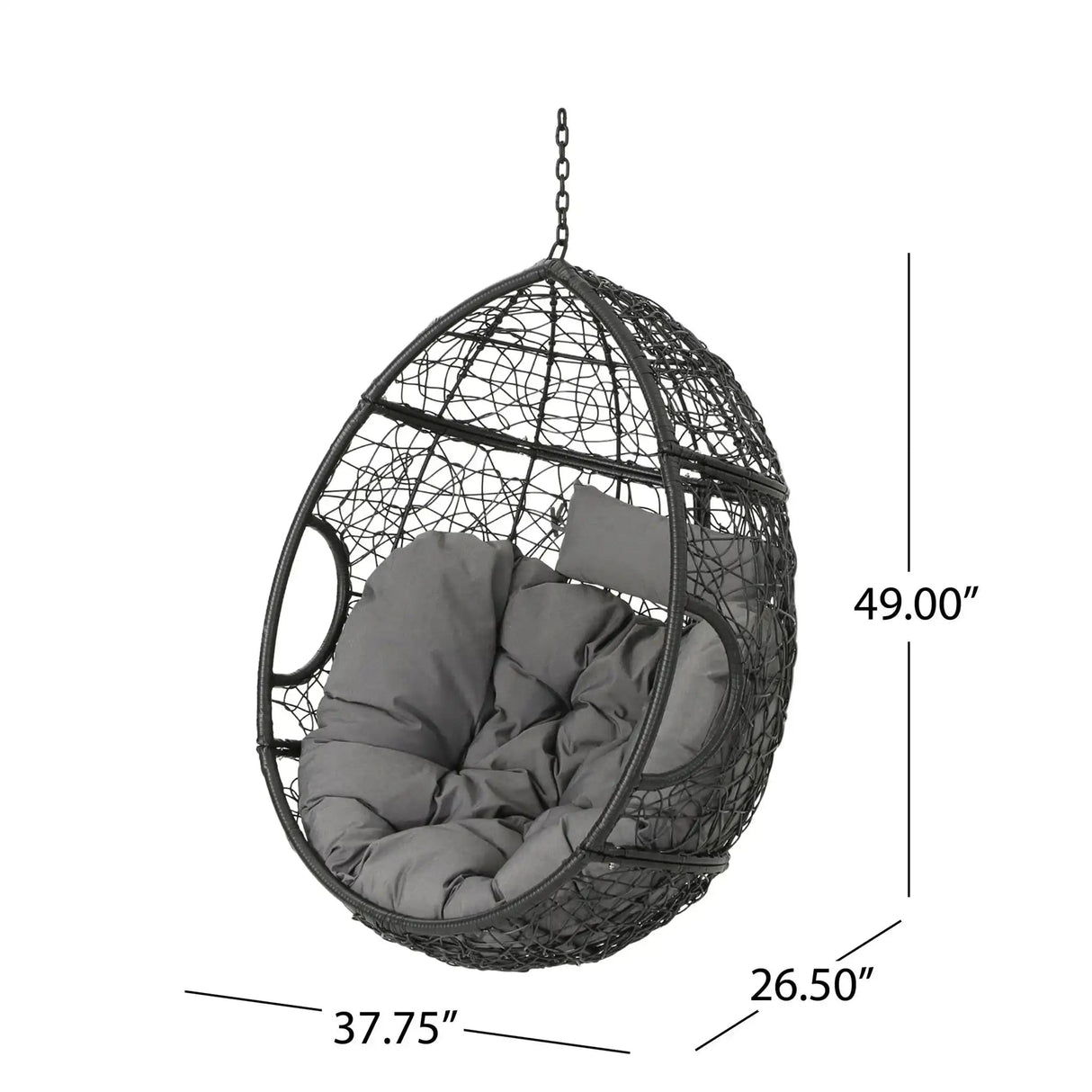 Kylie - Boho Style Hanging Basket Chair Rattan With Water Resistant Cushions
