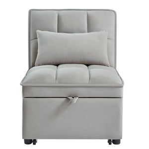 4 in 1 Multi-Function Single Sofa Bed with Adjustable Backrest - Gray
