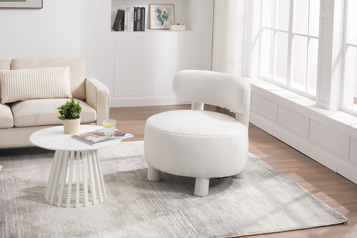 Teddy Fabric Armless Accent Chair with Plush Upholstery - Cream