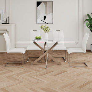 Modern Dining Chairs With Padded Seat And Metal Legs