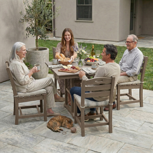 Antique Wood Color HDPE 5-Piece Outdoor Patio Dining Set