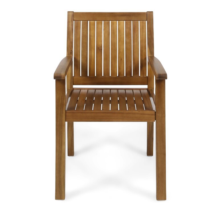 7 Pieces Acacia Wood Outdoor Dining Set with 6 Chairs and Large Table
