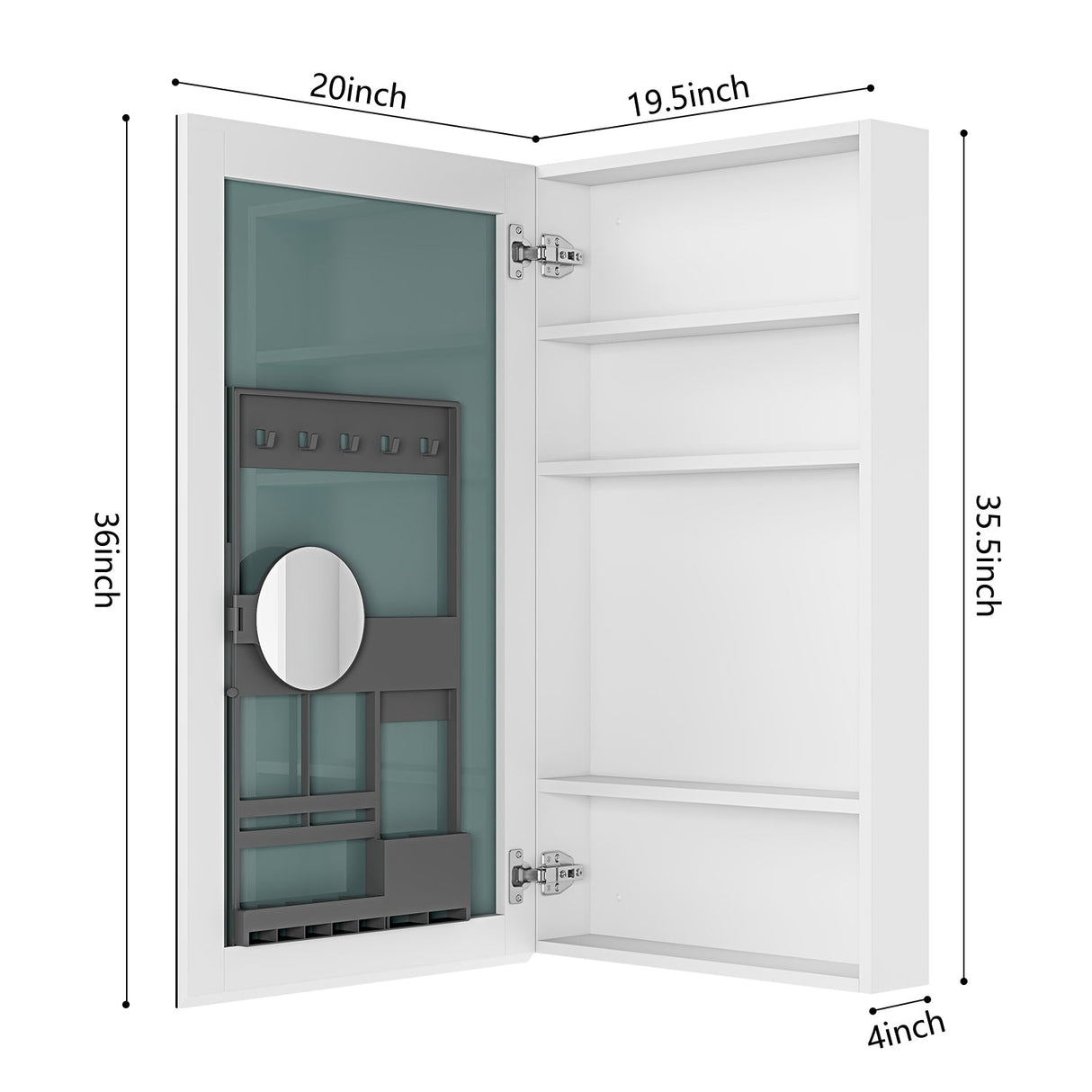 20'' W x 36'' H Surface Frameless Mirror Medicine Cabinet