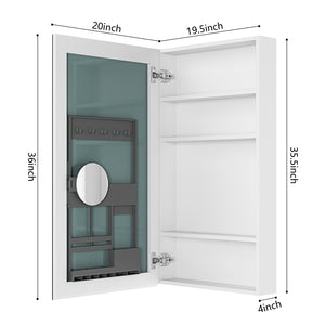 20'' W x 36'' H Surface Frameless Mirror Medicine Cabinet