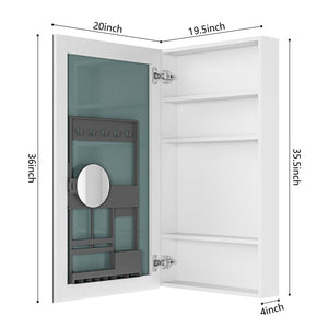 20'' W x 36'' H Surface Frameless Mirror Medicine Cabinet