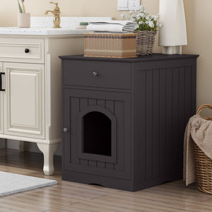 Pet House Cat Litter Box Enclosure With Drawer, Side Table