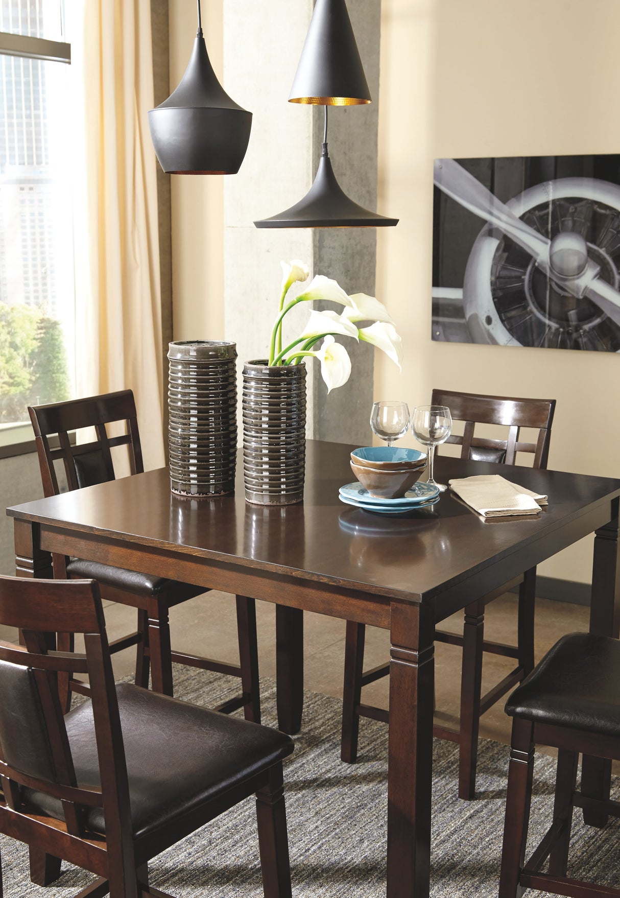 Bennox - DRM Counter Table Set (Set of 5) - Brown