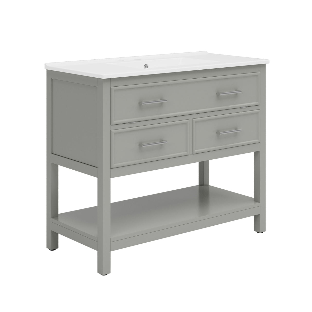 Bathroom Vanity With Ceramic Sink, Tip Out Tray & 2 Full Extension Drawers