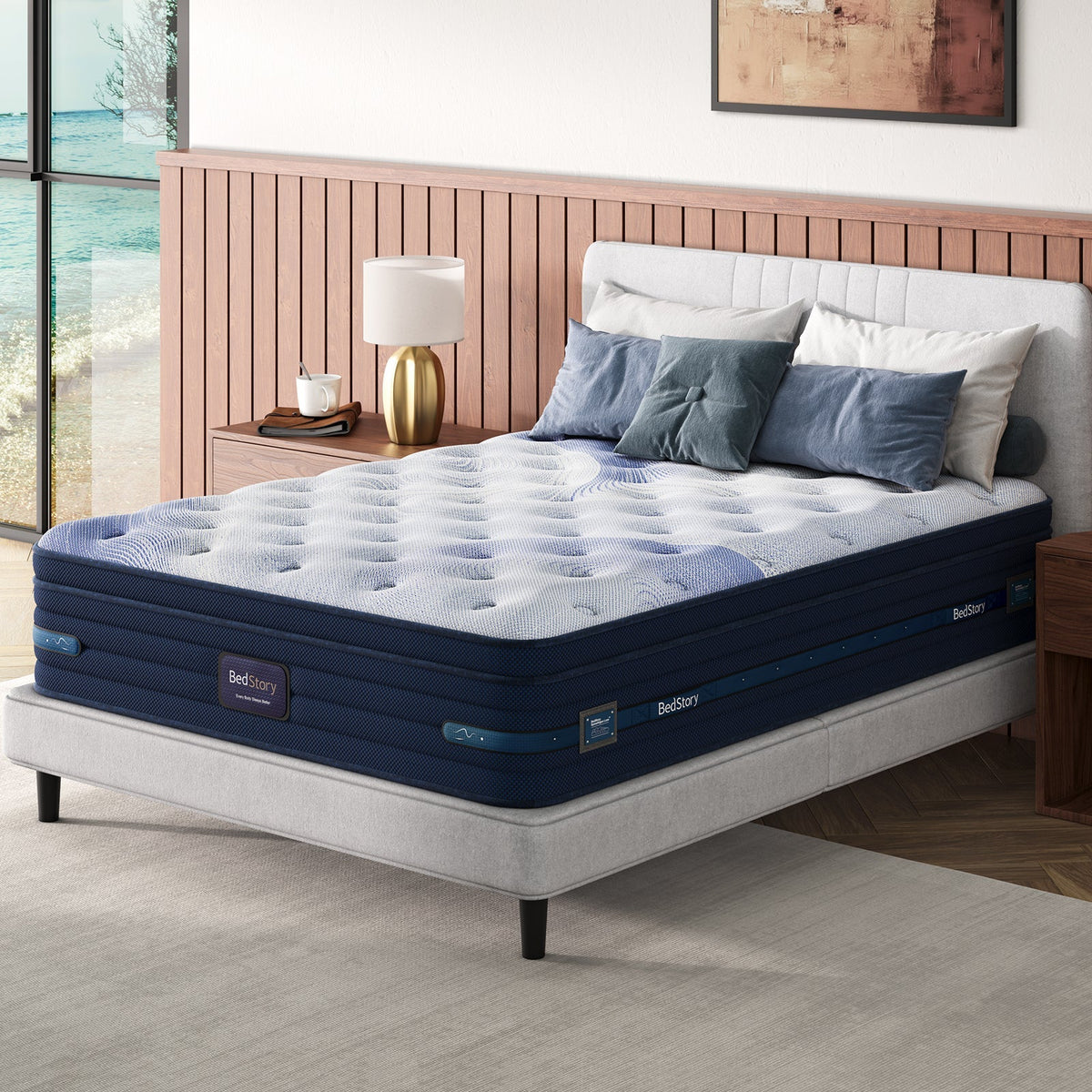 Firm Hybrid Full Mattress with Cooling Technology - Blue