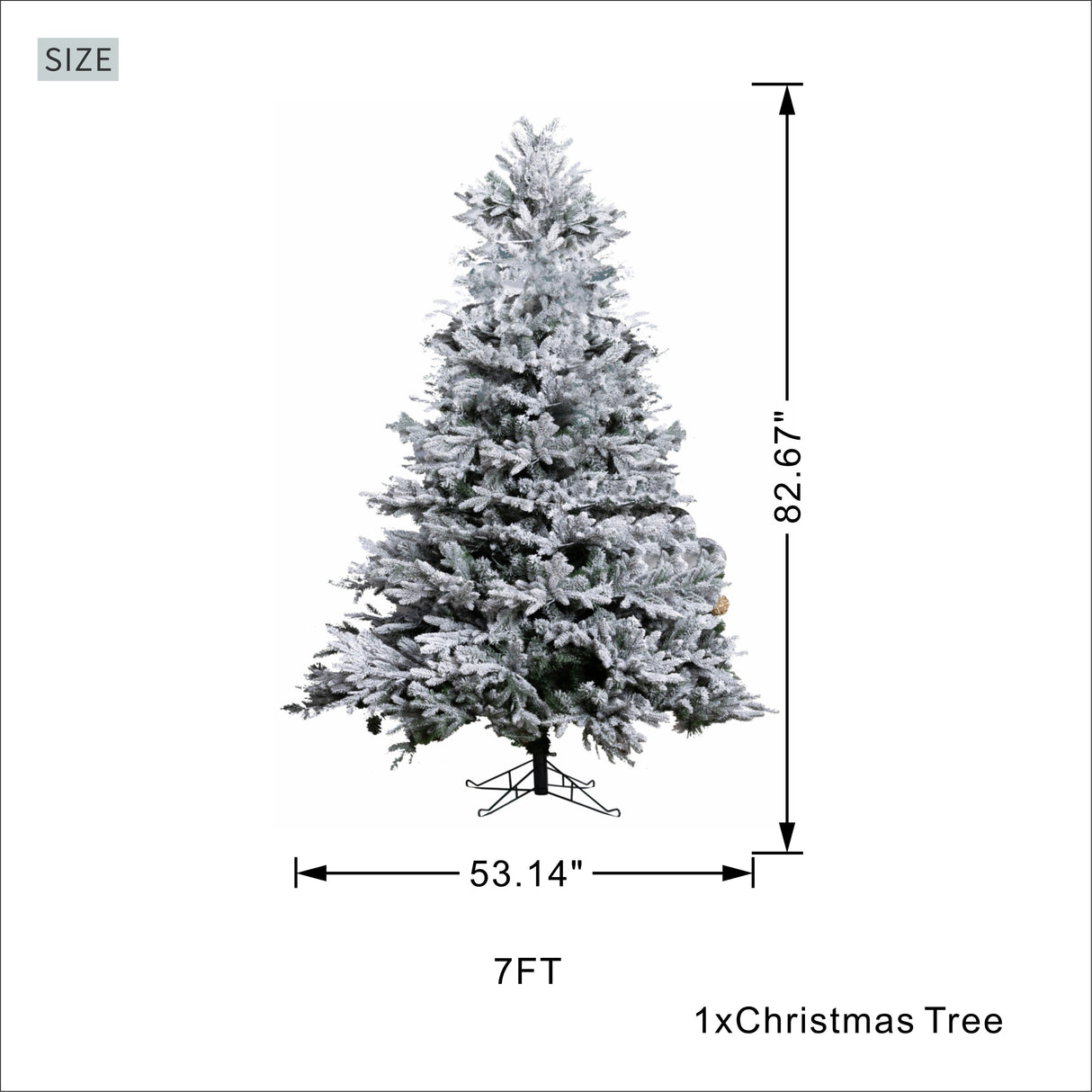 7 Ft Snow-Flocked PE/PVC Hybrid Christmas Tree