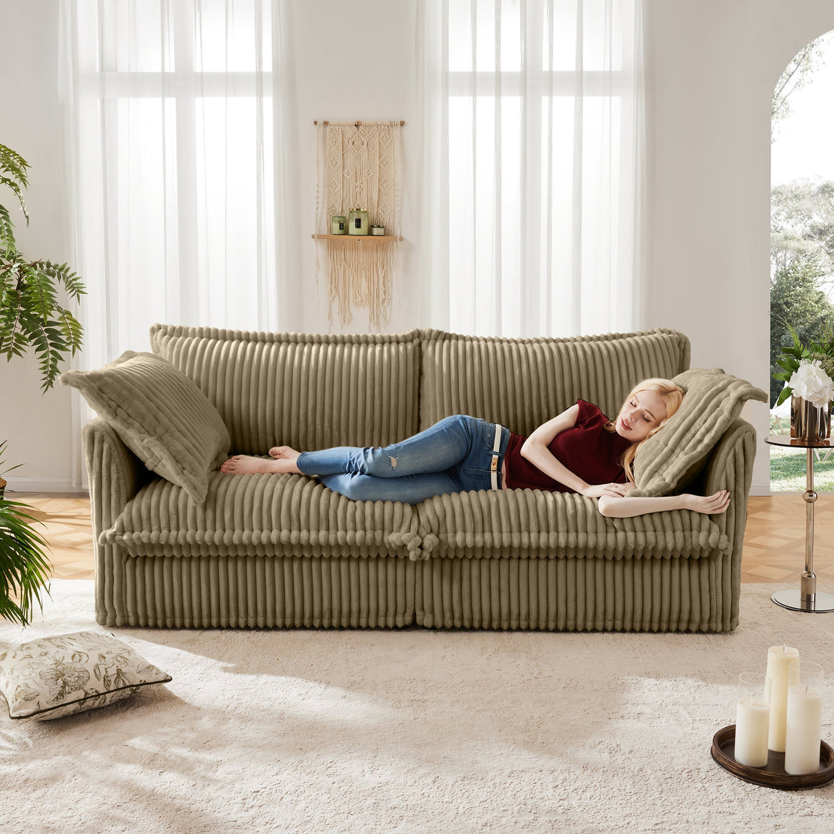 Modern Slipcovered 2-Seat Sofa Couches for Living Room