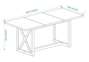 70.87" Farmhouse Large Dining Table for 6-8 People