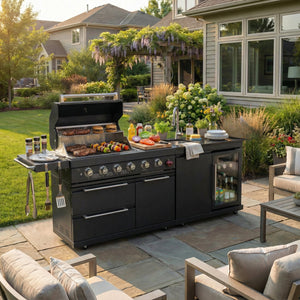 84-Inch Deluxe Stainless Steel Gas Outdoor Kitchen Barbecue Island Grill