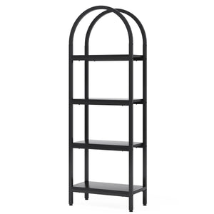 Tall 4 Tier Arched Open Bookshelf Storage Rack - Black