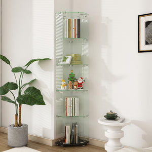 5 Tier Diamond Glass Display Case With 5 Dynamic LED Modes - Black