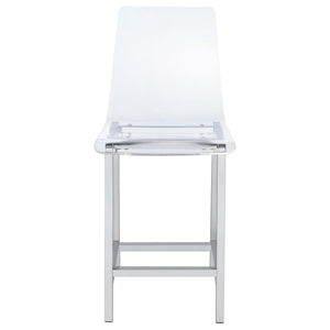 Counter Height Stools With Curved Back Design (Set of 2) - Clear