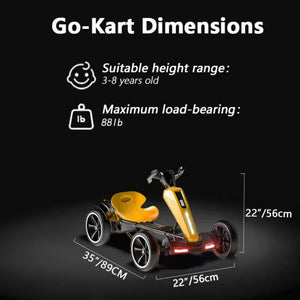 Electric Kids Pedal Go Kart With Adjustable Seat and Foldable Design